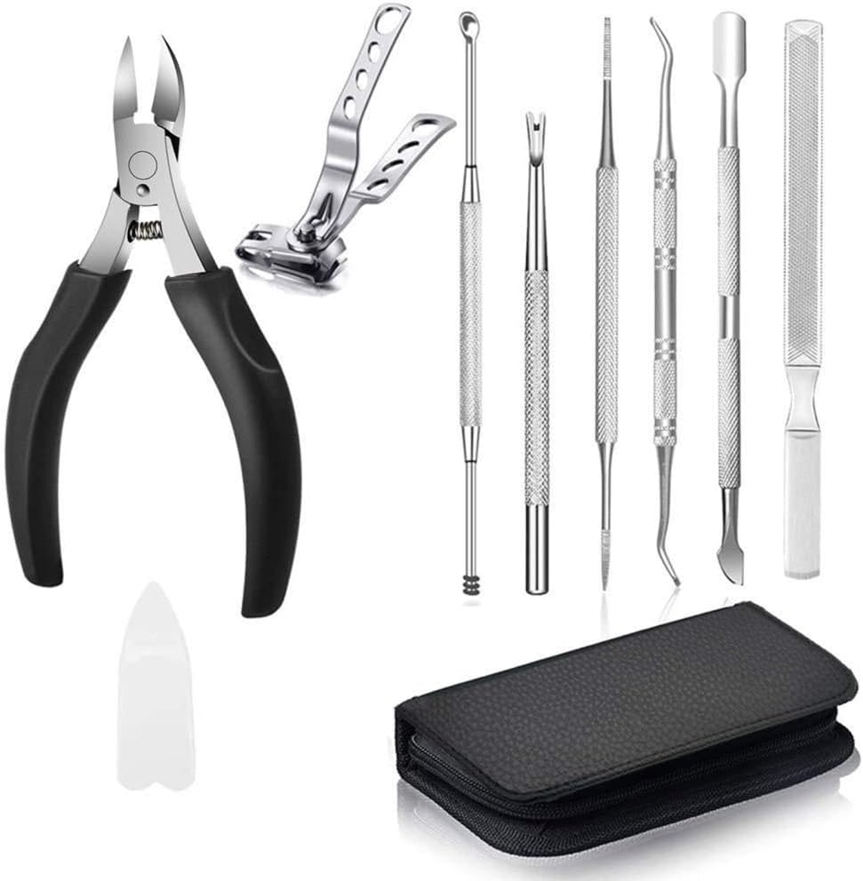 8PCS Nail Clipper Set Stainless Steel Toenail Clippers Thick Ingrown Toe Nail Heavy Duty Precision Nail Scissor Cut Toenail Tool,1 Set