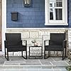 Flamaker 3 Pieces Outdoor Patio Wicker Furniture Set, Modern Rattan Chair Conversation Sets with Coffee Table for Yard and Bistro (Black) #1