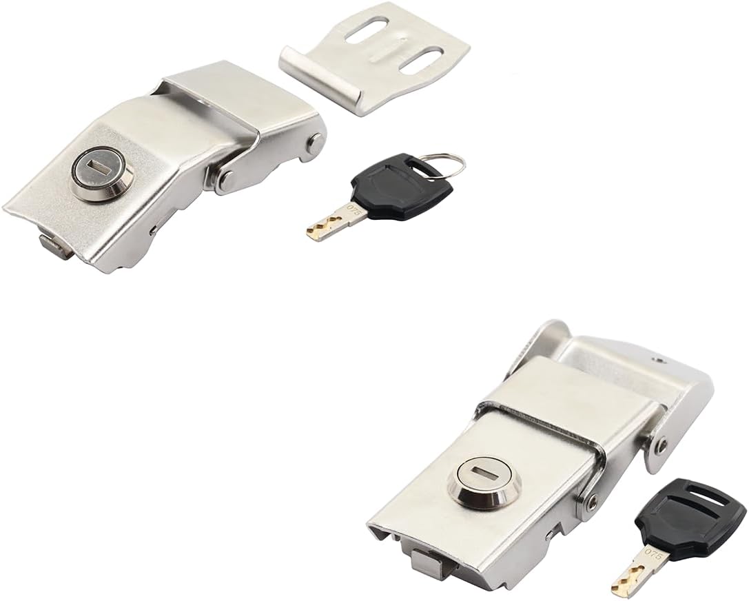 Anti-Theft Universal Motorcycle Top Case Lock with Keys, Replacement Security Lock for Motorcycle Rear Trunk Tail Box Hard Storage Case，2 Stainless Steel Anti-Theft Trunk Locks with 2 Keys, Silver