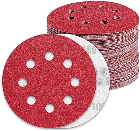 Awutzut Tarcze szlifierskie 125mm, ziarnistość 100 Papier ścierny dla Polski Szlifowanie Drewno Metal Auto Samochód(100 szt.)