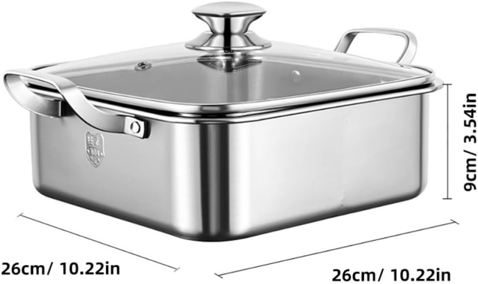 Xmas Dual-side Divided Hot Pot with Lid, Stainless Steel Shabu Shabu