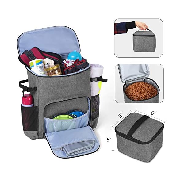 Teamoy Dog Travel Backpack, Dog Luggage Week Away Bag with 2 Silicone Collapsible Bowls, 2 Food Carriers, 1 Water-Resistant Placemat, Gray Teamoy Dog Travel Backpack, Dog Luggage Week Away Bag with 2 Silicone Collapsible Bowls, 2 Food Carriers, 1 Water-Resistant Placemat, Gray