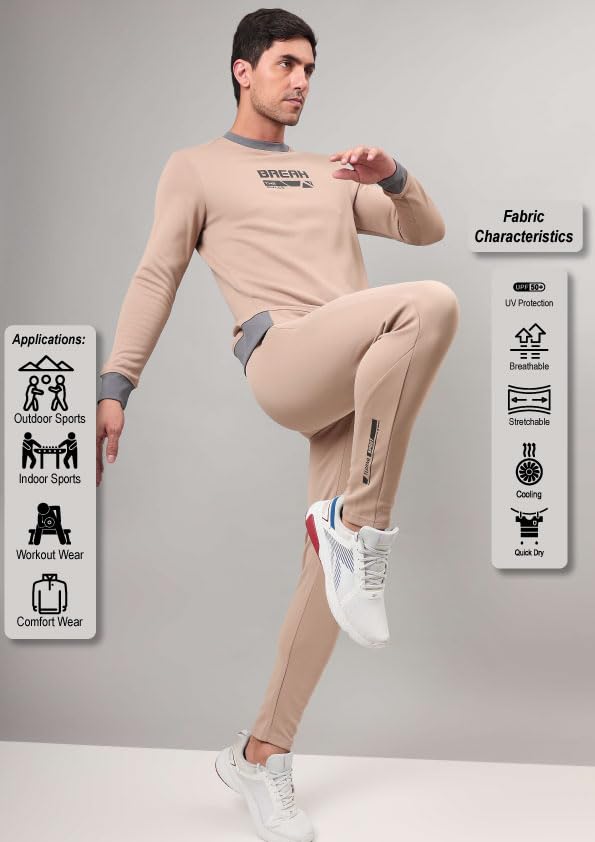 Image of TECHNOSPORT Men's Slim Fit Track Pants with Zip Pockets, ELASTO Plus Quick Dry Stretchable Lightweight Lower for Gym Running Yoga and Sports