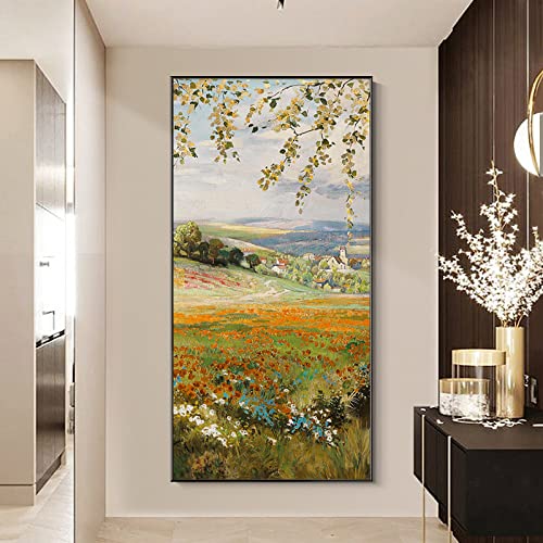 Peinture à l'huile paysage pastoral fait main toile haut de gamme 40x80cm