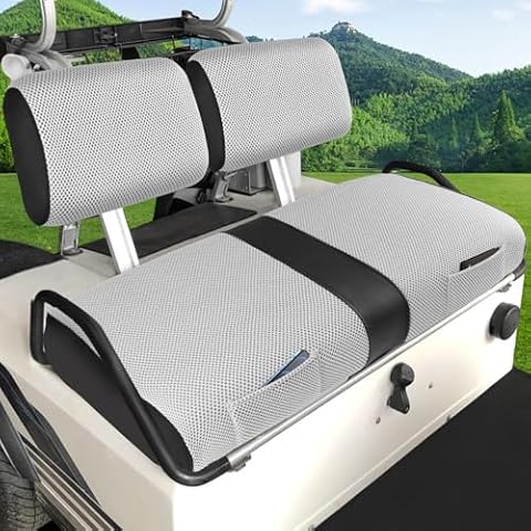 iLSKW Golf Cart Seat Covers for Club Car DS Pre-2000 Seat Cover OEM Front, Breathable Fabric and Leather Front Seat Cover, Full Wrap-Around Design of Club Car DS 1982-2000 Golf Cart Front Seat Cover Cover