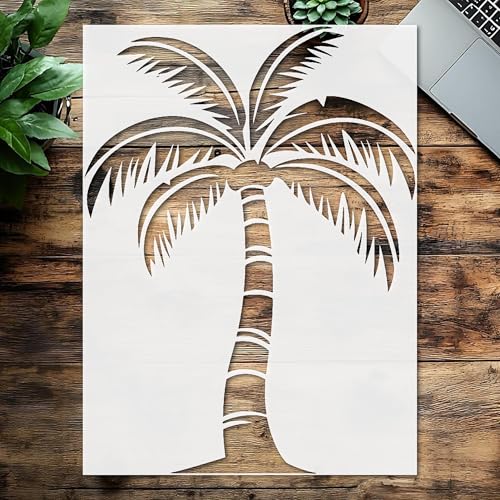 Palm Tree Silhouette Stencil, 8.5x11 Inches, Reusable, Ideal for Painting and Crafting