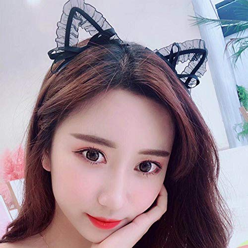 Cat`s Ear Headband Lace Cat Hairband With Bowknot Halloween Costume For Girls Women #TOP4