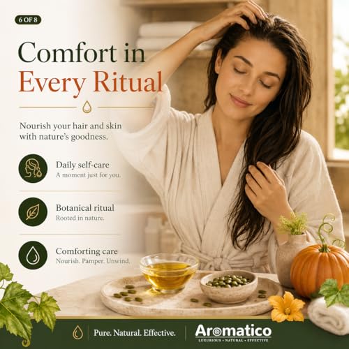 Image of AROMATICO Pumpkin Oil for Skin, Hair and Body Care, Multipurpose Carrier Oil for Massage, Scalp Care, Dry Skin Routine, DIY Beauty and Natural Glow - 946 ml
