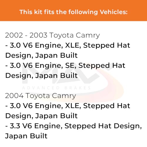 Image of Max Advanced Brakes Front & Rear Brake Kit Compatible With 2002-2004 Toyota Camry XLE Stepped Hat Design Japan Built Replacement Premium OE Disc Brake Rotors and Ceramic Brake Pads