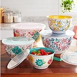 Lyfno The Piner Woman 10-Piece Melamine Mixing Bowl Set, Fancy Flourish | Melamine Mixing Bowls Set with Lids | Airtight Food Storage Containers | Mixing Bowls Set Large, 10pc Food Storage Set