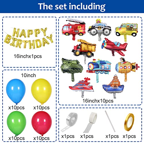 Msmancy Transportation Birthday Decorations For Boys Birthday Party - Happy Birthday Banner,Transport Vehicles Foil Balloons Birthday Decor Kit For Kids Birthday (All Set) #TOP1