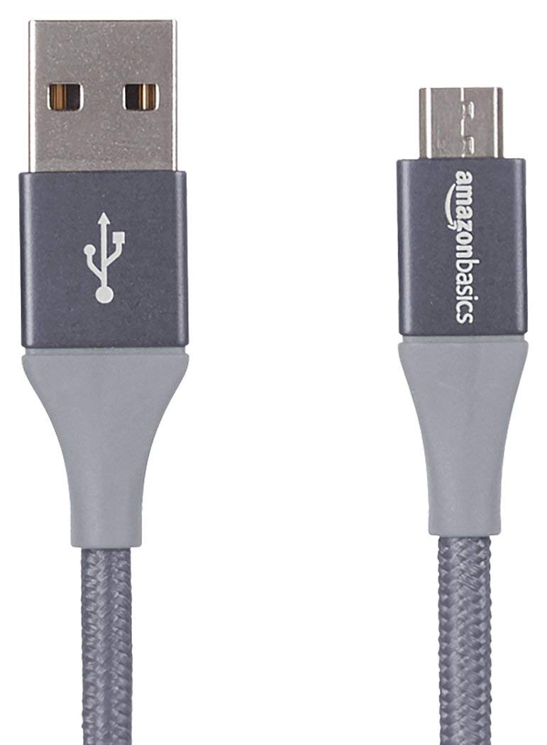 Amazon Basics USB-2.0 USB-A auf Micro USB Kabel mit doppelt geflochtenem Nylon, 3 m, Dunkelgrau