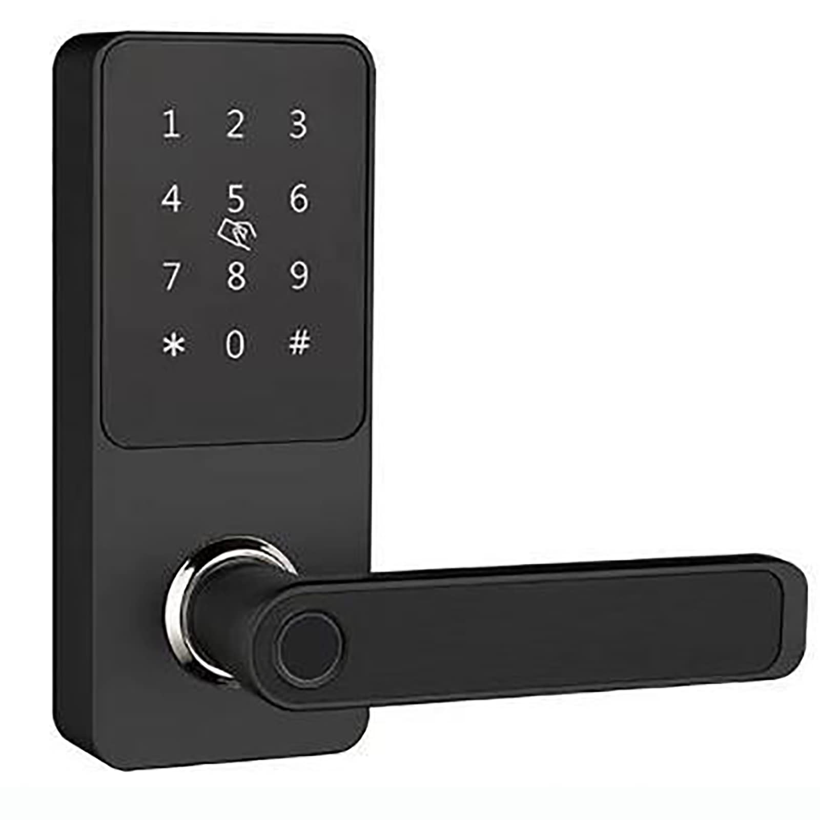 Sdgbcxd Black Smart Door Lock, 5-In-1 Keyless Entry Door Lock With Fingerprint, App, Keypad Code, Ic Card, Mechanical Key, Bluetooth, Virtual Anti-Peeping
