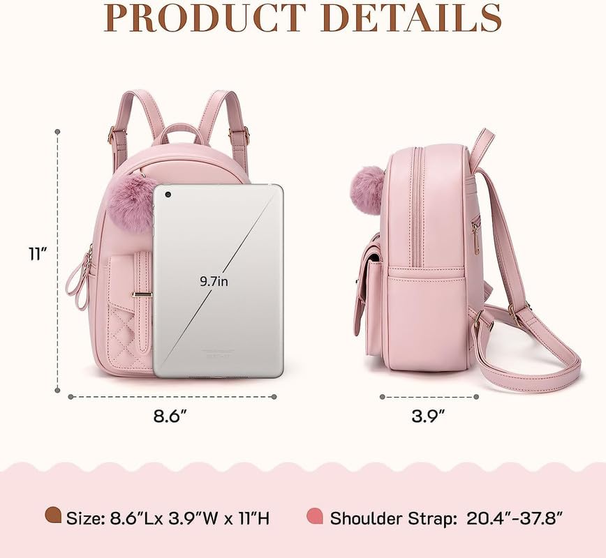 Image of ShopyVid Mini Backpack for Women Cute Small Backpack Purse With Pompom