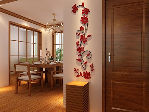 3D Rattan Flower Wall Murals For Living Room Bedroom Sofa Backdrop Tv Wall Background, Originality Stickers Gift, Wall Decor Decal Sticker (55(H) X 17(W) Inches) #TOP3