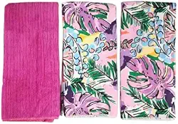 Kit com 6 Panos De Prato Atoalhado Limpeza Cozinha Estampado (Rosa)