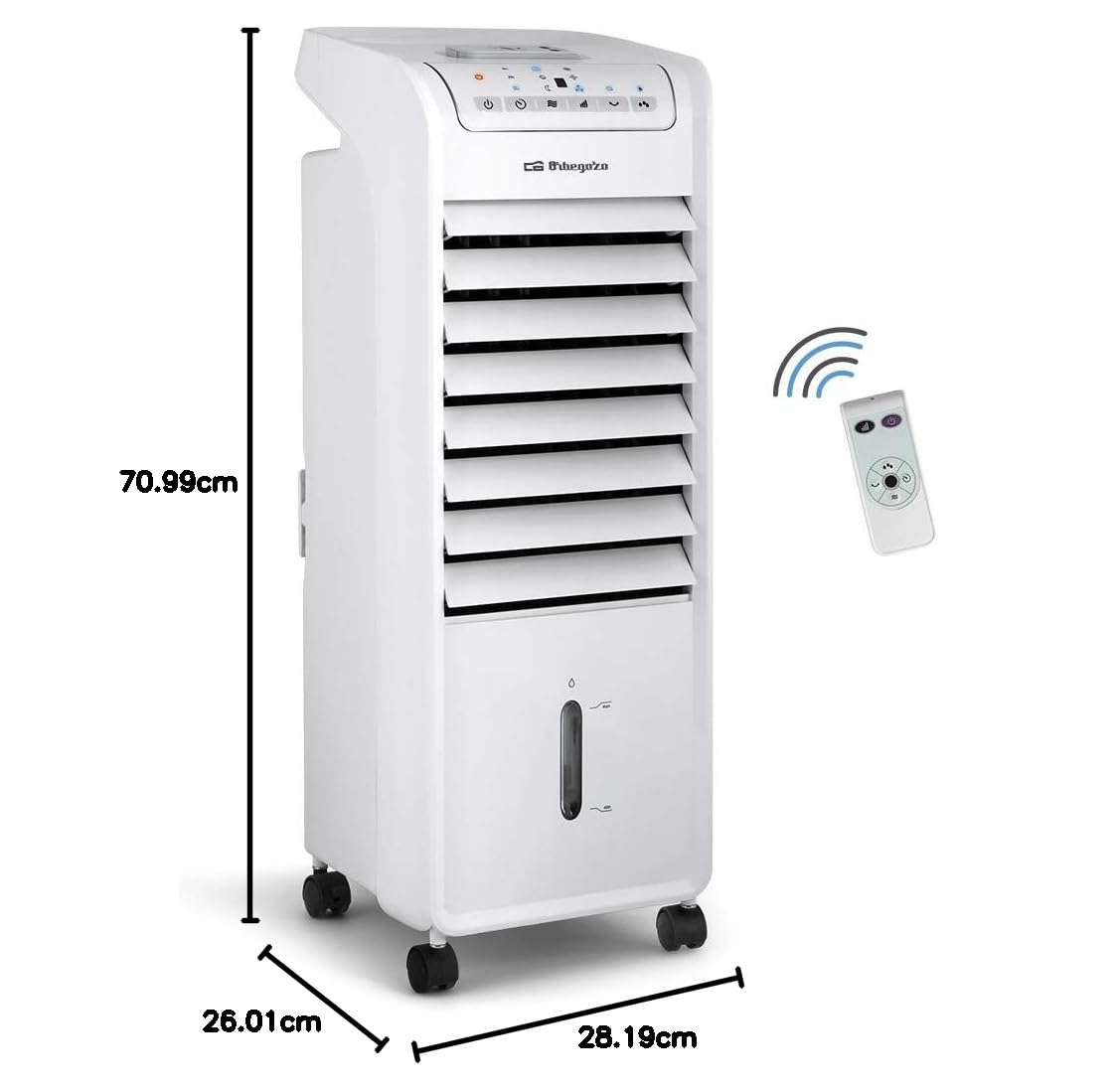 Orbegozo Air 46 Climatizador Evaporativo 3 En 1, 3 Velocidades, Temporizador, Acumuladores De Frío, Depósito De 6 L, Mando A Distancia, Silencioso, 55 W, Plastico/Metal