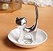 PUDDING CABIN Ring Holder Dish, Sliver Cat, Jewelry Storage for Women, Cat Lover Gifts, Christmas, Mother's Day, Birthday, Wedding, Engagement, Valentine's Day