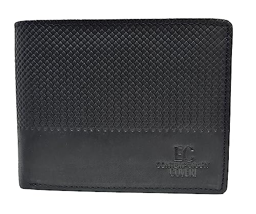 Portafoglio Uomo in Vera Pelle completo con Portamonete Portadocumenti e Carte di Credito. Scatola Regalo Marchio Enrico Coveri ART. 764-04 (NERO)