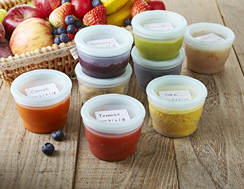 Qooc Baby Food Storage Freezer Containers, Bpa-Free Airtight Plastic Set Of 12-4 Ounce, Mint Blue #TOP5