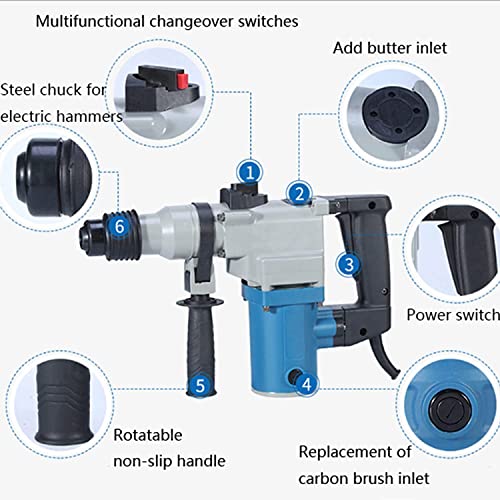 SZYARA Multifunktionaler Bohrhammer mit Zubehör Bohrer, 750W elektrischer Abbruchhammer Schlagbohrer für Wandbohren – Bild 3