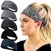 Calbeing Sweatbands Sports Headbands Wicking Stretchy Head Wrap Ideals for Yoga/Cycling/Running/Fitness Exercise Head Scarf Pullover for Women Men (5 Pack Stripe)