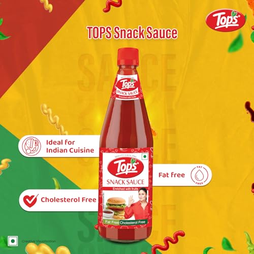 Image of TOPS Snack Sauce - 950 gm Glass Bottle |Made with the goodness of juicy hand-picked tomatoes| Cholesterol Free| Trans Fat-Free| No Added Colour (Pack of 3)