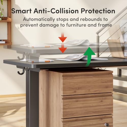 Image of FEZIBO 63 inch x 55 inch L-Shaped Standing Desk - Adjustable Corner Desk L Shape, L-Shaped Adjustable Desk with Splice Board, L Shape Standing Desk, Black