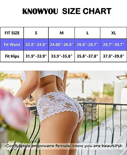 Knowyou Women's Underwear Sexy V-Waist Shorts Underwear for Women Lace High Waist Cheeky Panties 5/10 Pack2