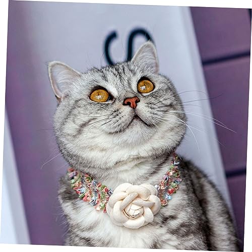 Collar de gatito con flores de lana suave antirozaduras para mascotas pequeñas 7