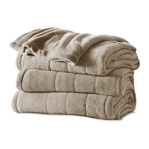 Sunbeam Electric Royal Luxe Microplush Heated Blanket, 12 Heat Settings, 12-Hour Selectable Auto Shut-Off, Fast Heating, Warm and Cozy, Mushroom Color, King, 90