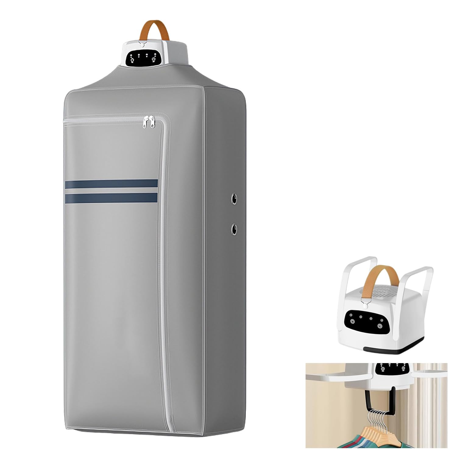 Secadora de ropa portátil, 600 W, plegable, minimáquina de secado con bolsa de secado, secadora de aire caliente eléctrica pequeña con secado de 360°, diseño de ranura de 7 niveles, mini secadora para