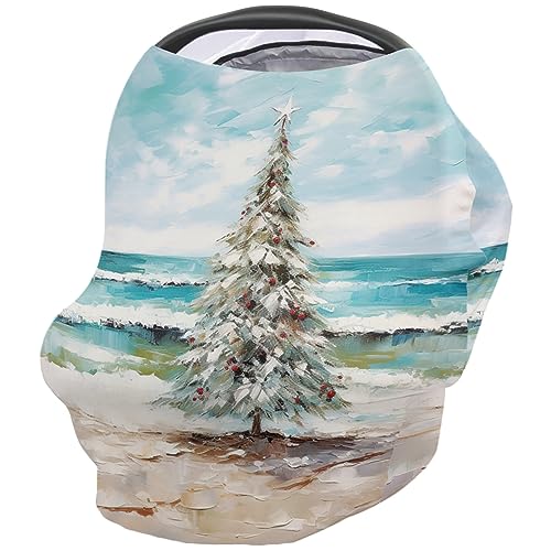 Nursing Cover for Breastfeeding Scarf, Summer Beach Xmas Tree Christmas Ombre Baby Car Covers Super Soft Multi Use for Canopy Shopping Cart Cover Blanket Stroller Cover