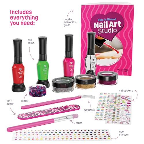 Nail Art Studio for Girls - Birthday Gift - Nail Polish Kit for Kids Ages 7-12 Years Old - Girl Gifts Ideas - Gift Set - Girly Stuff - Polish, Pens, Glitter, Stickers, Gems, Filer - 8 9 10 11 12 Year by Pretty Me - Image 4
