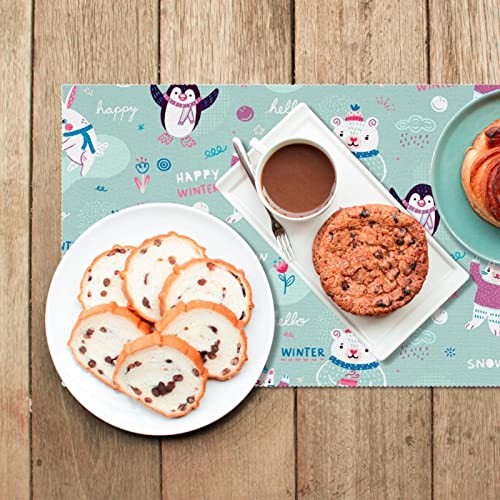Sets de table pingouin ours lapin lot de 6 lavables pour repas