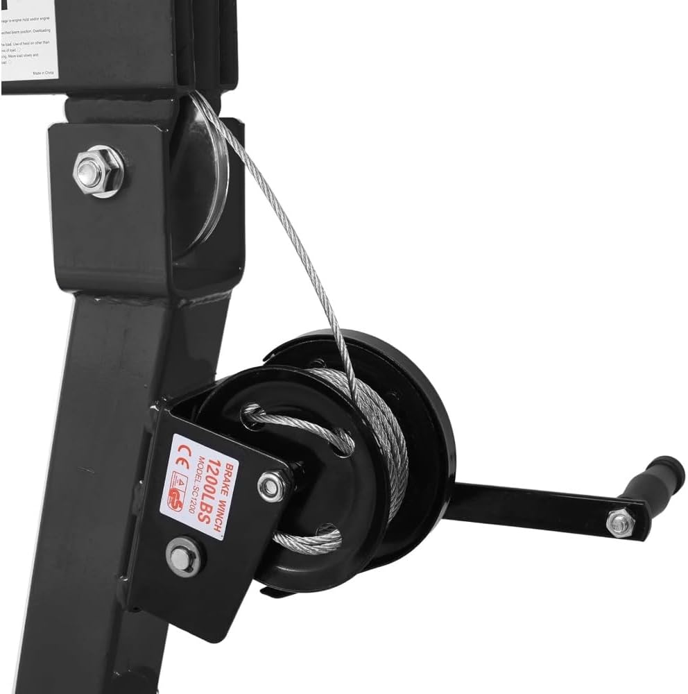 Lifting Tool 2000 Lbs Folding Truck Crane with Hydraulic Winch, Heavy Duty Pickup Truck Bed Engine Hoist Jib Crane Mounted Crane Electric Hoists,Black