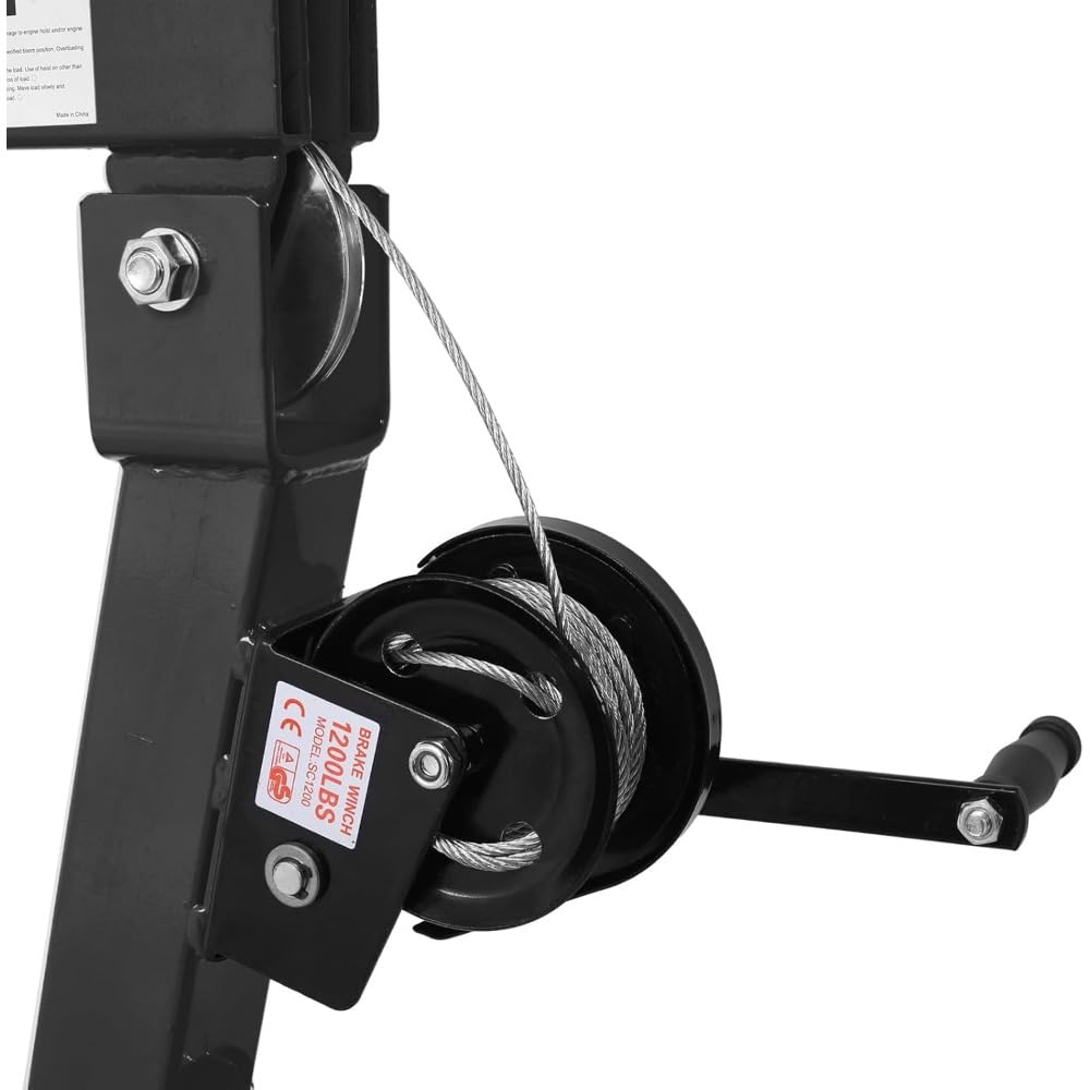 SDdPulse Herramienta de elevación plegable de 2000 libras con cabrestante hidráulico, grúa de motor de carga resistente, grúa montada en grúa eléctrica, color rojo, negro