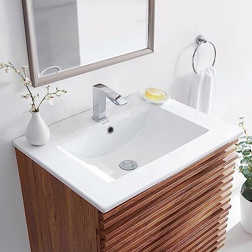 Opiniones de Lavabos de pedestal para comprar online. 46 GRAVITA - Lavabo de Cerámica Integrado en Cubierta con Rebosadero, Material Ceramico Alto Brillo Color Blanco
