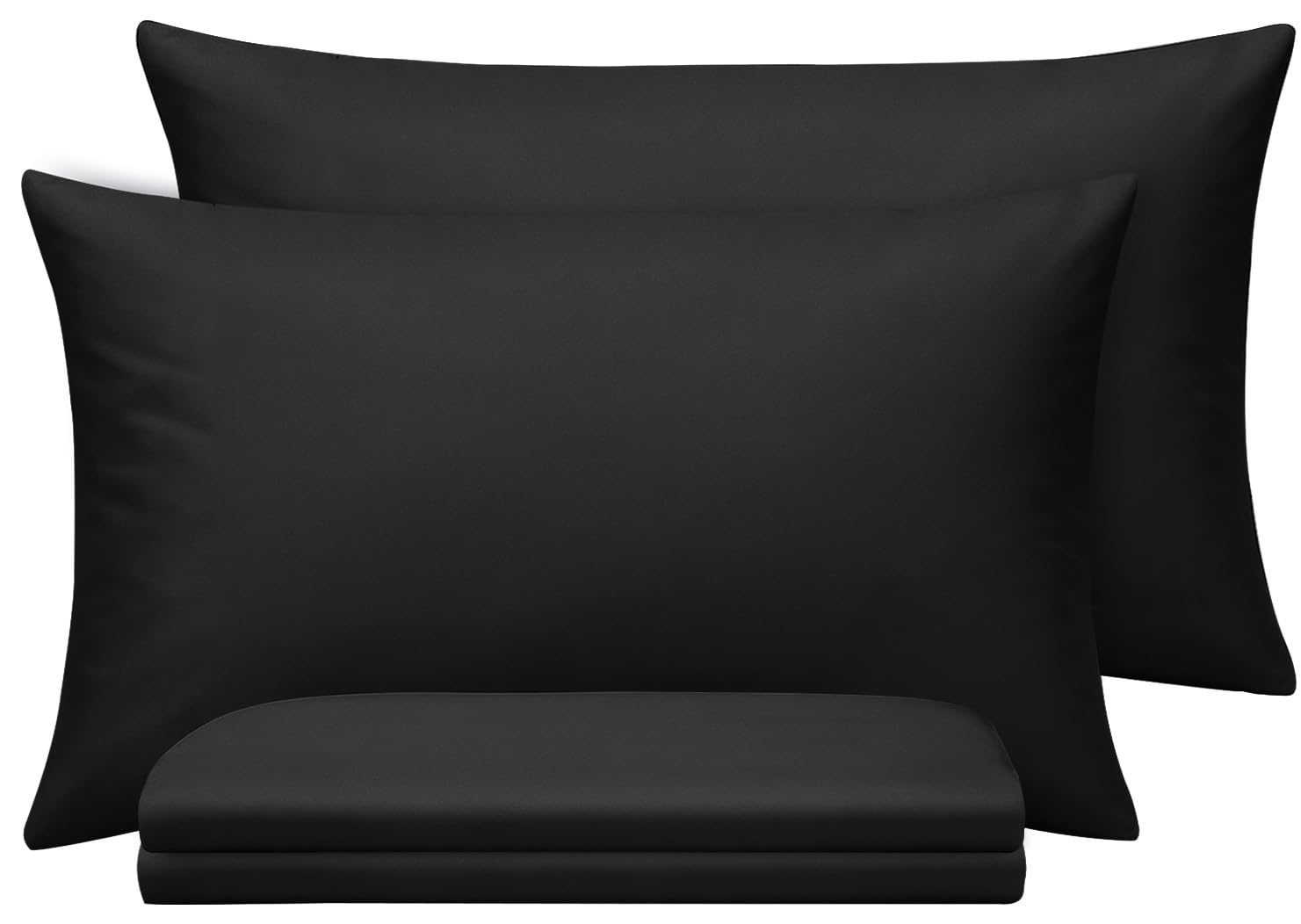 BedLooms Pillow Cases 2 Pack Black Brushed Microfibre Soft Pillow Covers with Envelope Closure Design Standard Pair Pillowcases Shrinkage & Fade Resistant, 50 x 75 Cm — image 1