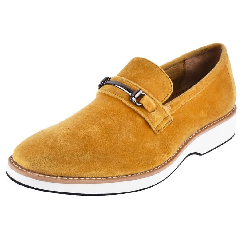 Image of LIBERTYZENO Mens Tuxedo Canvas Textile and Suede Leather Noble Loafers and Slip On Wedding Party Shoes for Easter Gift