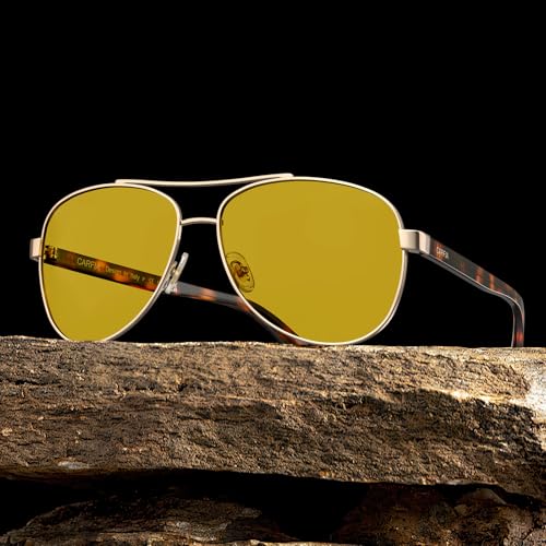 CARFIA Pilot Night Driving Glasses for Women Men, Trendy Night Vision Goggles Reduce Glare, Enhance Clarity for Safety CA32164