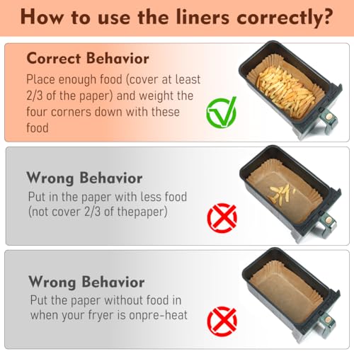 BYKITCHEN Air Fryer Liners for Philips Dual Air Fryer 3L & 6L, Tefal 5.2L & 3.1L, Cookwise 3L & 6L, Lakeland/Salter Dual Air Fryer (150PCS) - Image 2