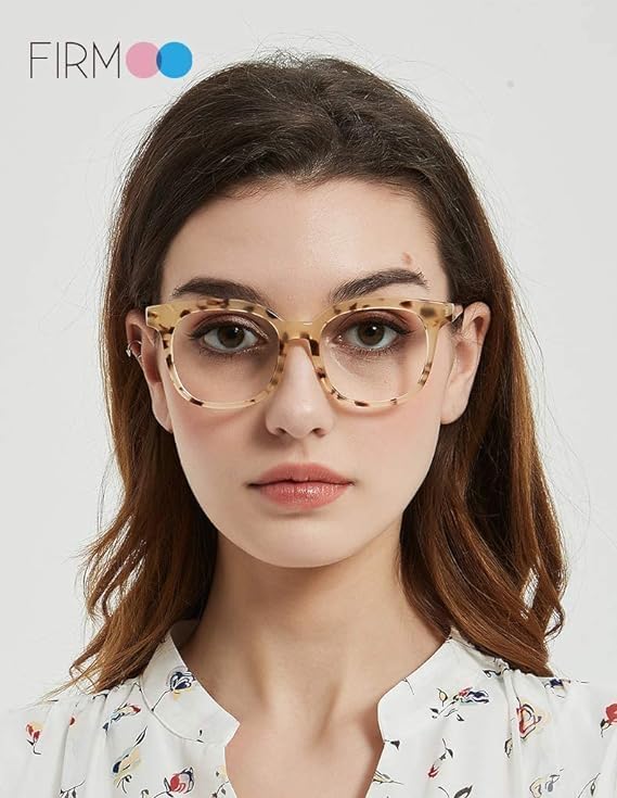 Miniatura 2 de Firmoo Anteojos de lectura de gran tamaño con bloqueo de luz azul 1.25, patrón marfil, lentes vintage para lectura de computadora para mujereshombres