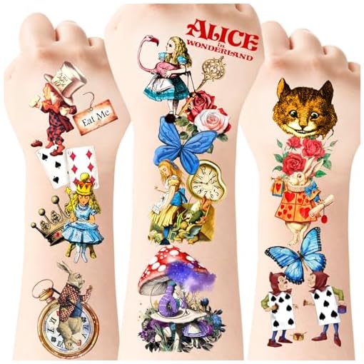 Alice in Wonderland Temporary Tattoos, 96pcs