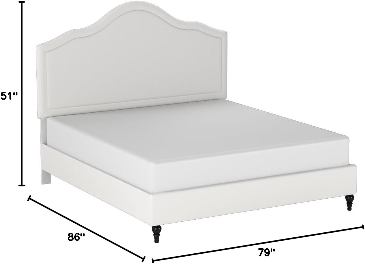 Home Life Cloth Light Beige Cream Linen 51" Tall Headboard Platform Bed with Slats King - Complete Bed 5 Year Warranty Included 009