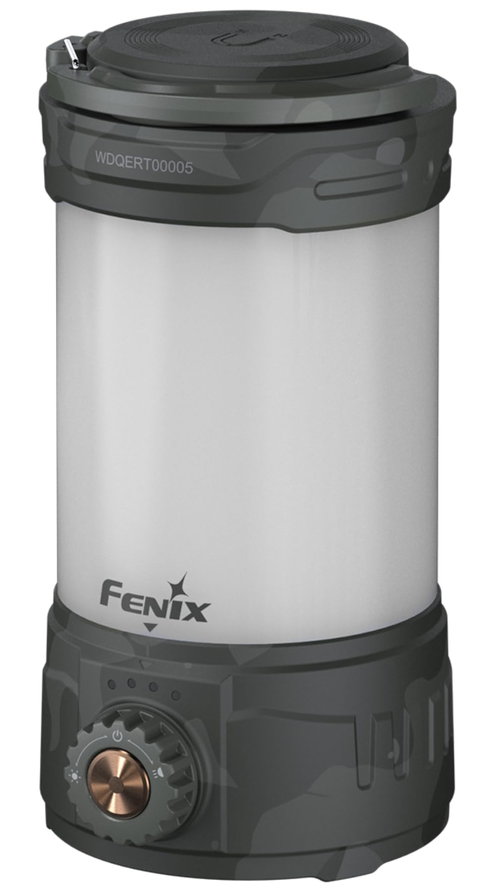Fenix CL26R Pro - Lampada da campeggio a LED + power bank max. 650 lumen, luce bianca e rossa con batteria da 5.000 mAh e USB-C ricaricabile, colore: Grigio mimetico