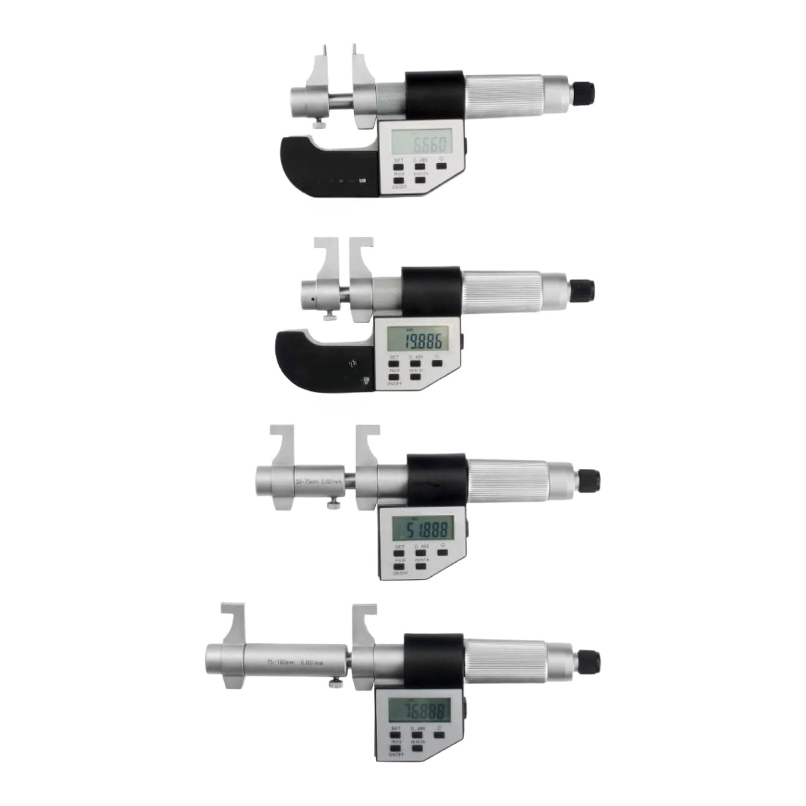 Medidor de espesor digital, 175-200 mm, Resolución 0.001(Digital Dual Ratchet 50-75)