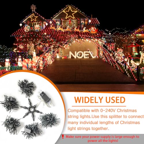 HUAREW Verteiler Lichterkette, Splitterverbinder für Lichterketten, 2 Pin Verteiler Weihnachtsbeleuchtung, Splitter für Innen Außen Lichtvorhang, für Saiten, Netz, Eiszapfenlichtern(6 Wege)
