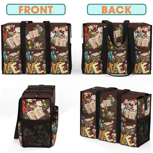 Bolso tote impermeable con múltiples bolsillos y cremallera de 84hoods, regalo para mujeres amantes de los libros y bibliotecarias miniatura 6