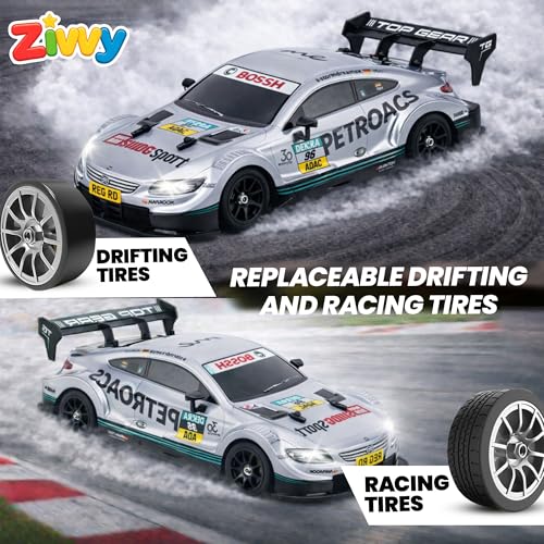 Image of BigRemote Control Car Silver | 2.4G Remote Control Drift RC Car with 150m Range, Neon Lights & Music | Rechargeable RC Racing Toy |Best Gift for Boys & Girls 2 3 4 5 6 7 8+ Years